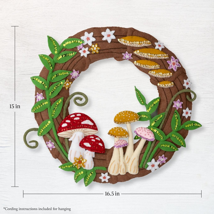 Bucilla Felt Applique Wall Wreath Kit | Mushroom Magic