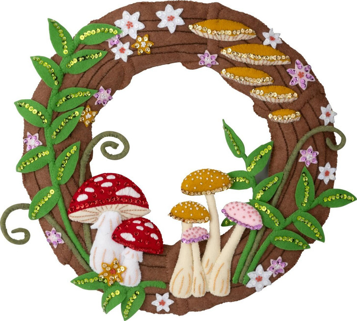 Bucilla Mushroom Magic Felt Applique Wall Wreath Kit