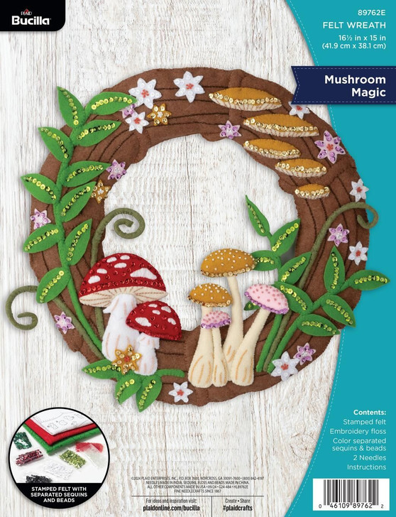 Bucilla Mushroom Magic Felt Applique Wall Wreath Kit