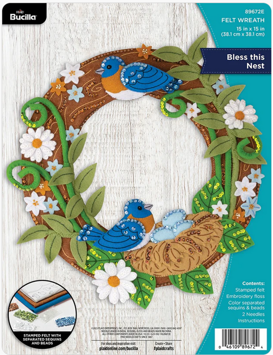 Bucilla Bless This Nest Felt Applique Wall Wreath Kit