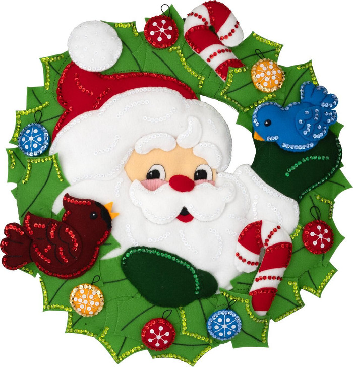 Bucilla Felt Applique Wreath Kit | Santa's Winter Birds