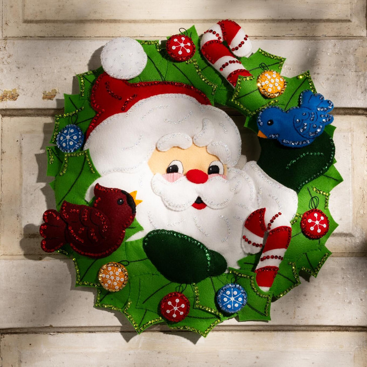 Bucilla Santa's Winter Birds Felt Applique Wreath Kit