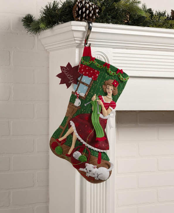 Bucilla Holiday Knitting Felt Applique Stocking Kit