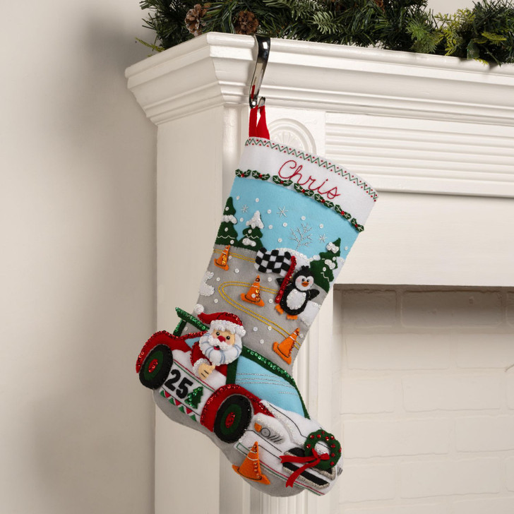 Bucilla Holiday Speedway Felt Applique Stocking Kit