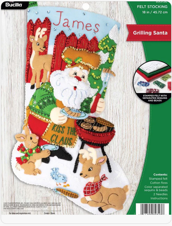 Bucilla Grilling Santa Felt Applique Stocking Kit