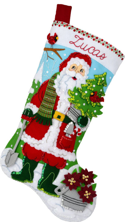 Bucilla Santa's Gardening Magic Felt Applique Stocking Kit