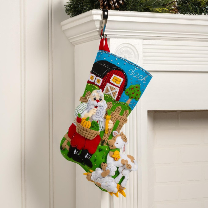 Bucilla Harvest Time Santa Felt Applique Stocking Kit