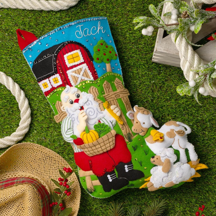 Bucilla Felt Applique Stocking Kit | Harvest Time Santa