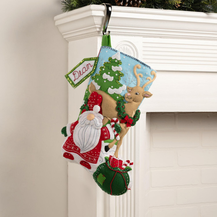 Bucilla Felt Applique Stocking Kit | Gnomes Snowy Surprise