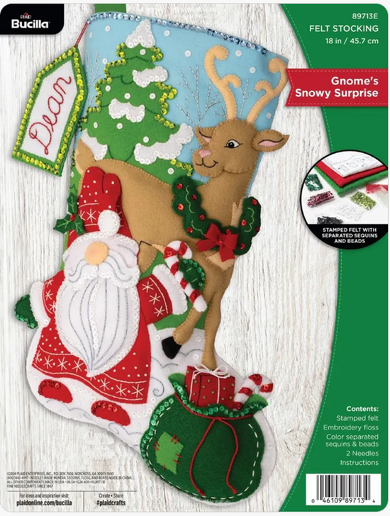 Bucilla Felt Applique Stocking Kit | Gnomes Snowy Surprise