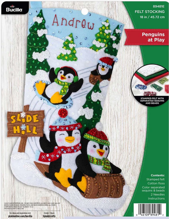 Bucilla Penguins At Play Felt Applique Stocking Kit