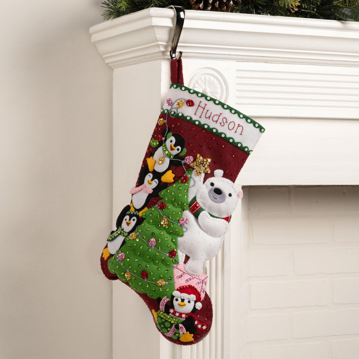 Bucilla Arctic Tree Trimmers Felt Applique Stocking Kit