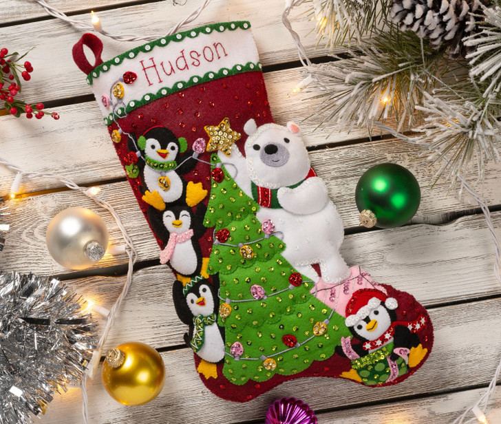 Bucilla Arctic Tree Trimmers Felt Applique Stocking Kit