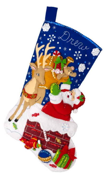 Bucilla Felt Applique Stocking Kit | Santa's Toy Delivery