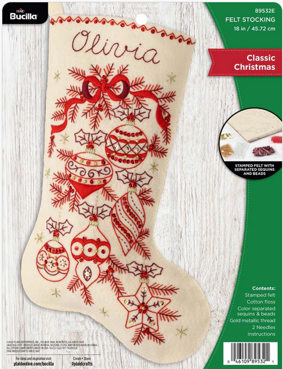 Bucilla Felt Applique Stocking Kit | Classic Christmas