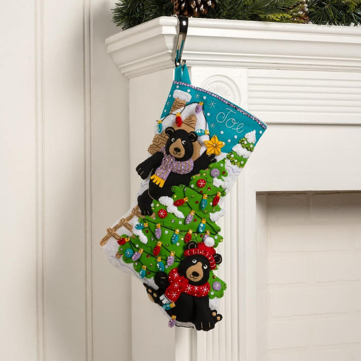 Bucilla Felt Applique Stocking Kit | Holiday Black Bears