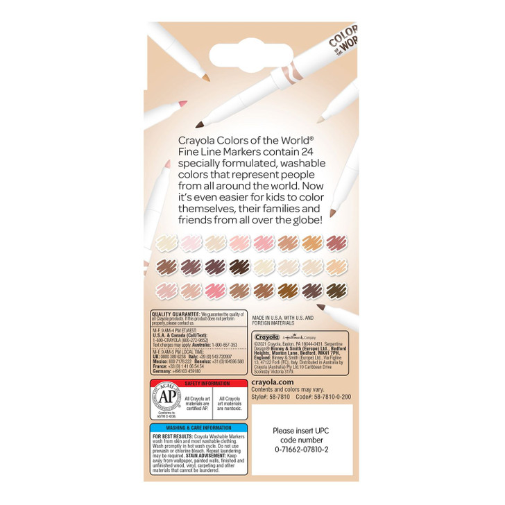 Crayola Colors Of The World Washable Markers 24/Pk