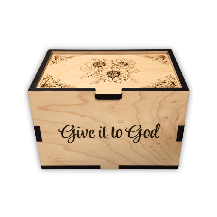 Customizable Small God Box | Prayer & Worry Box | Sunflowers