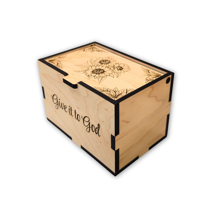 Customizable Large God Box | Prayer & Worry Box | Sunflowers