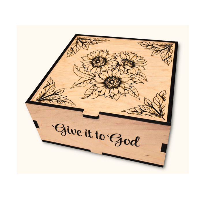 Customizable Large God Box | Prayer & Worry Box | Sunflowers