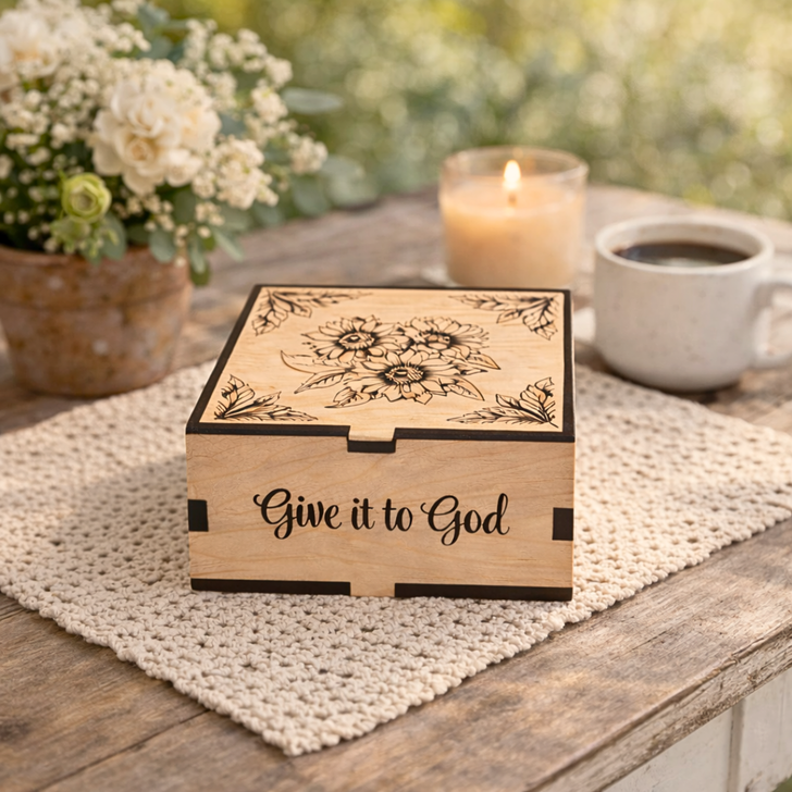 Customizable Prayer God Box | Sunflowers ~ Large