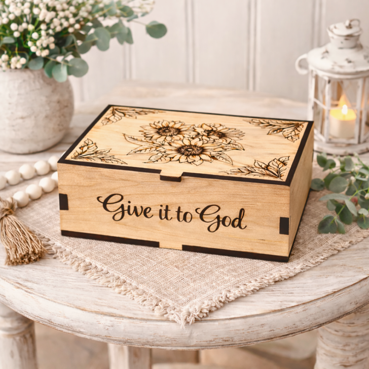 Personalized Sunflowers Prayer Box (God Box) - Large