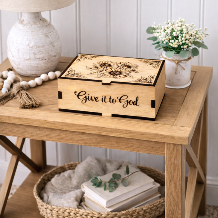 Personalized Sunflowers Prayer Box (God Box) - Large