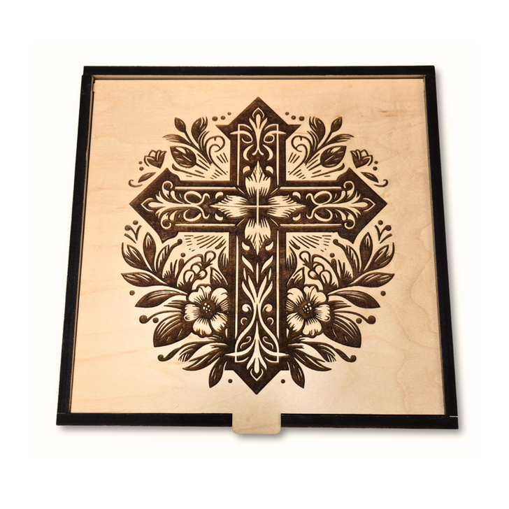 Customizable Prayer God Box | Floral Cross ~ Large