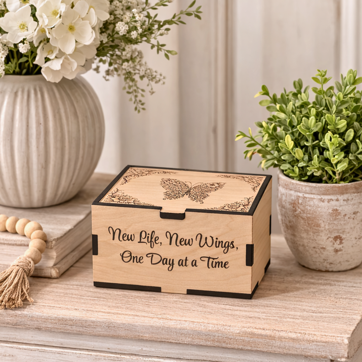 Personalized Floral Butterfly Prayer Box (God Box) - Small