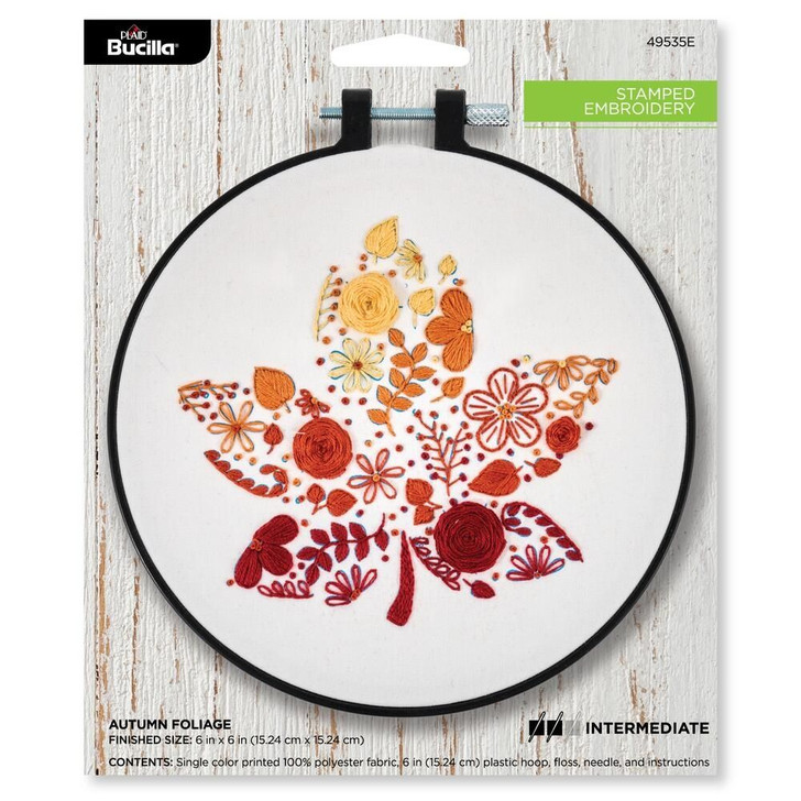Bucilla Autumn Foliage Stamped Embroidery Kit