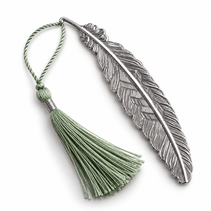Metal Feather Bookmark with Tassel