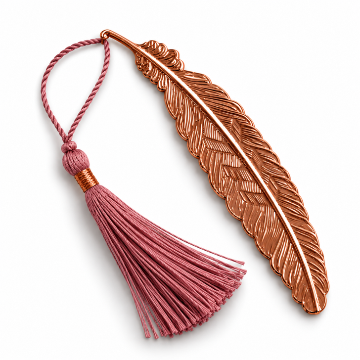 Metal Feather Bookmark with Tassel