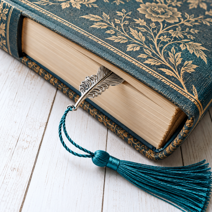 Metal Feather Bookmark with Tassel