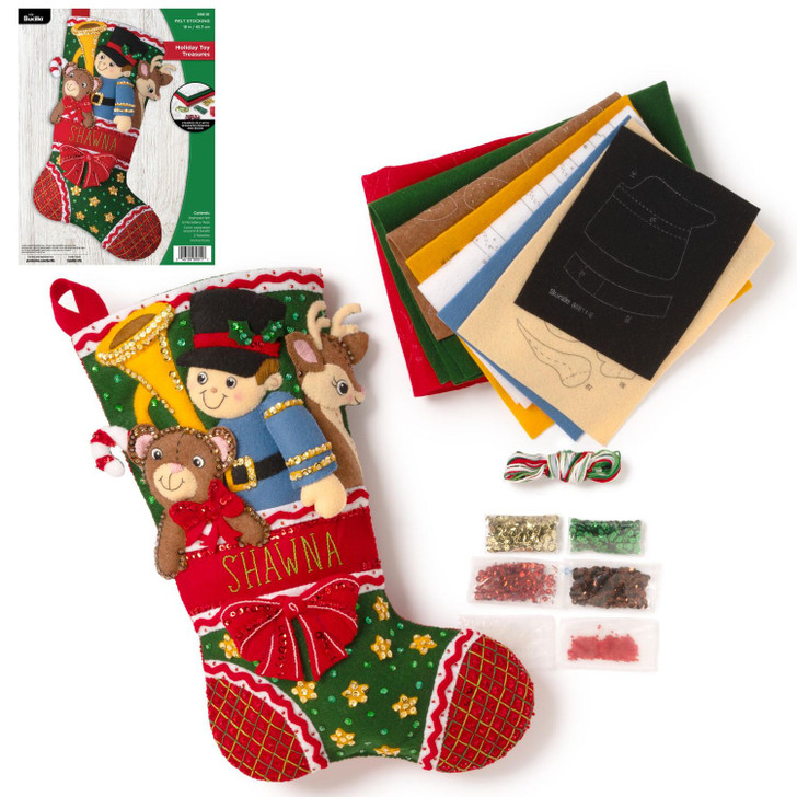 Bucilla Holiday Toy Treasures Felt Applique Stocking Kit