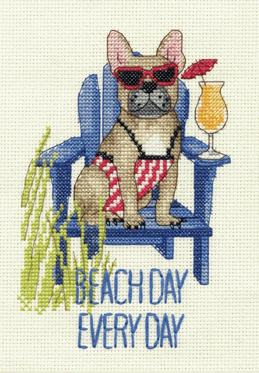 Dimensions Beach Day Dog Counted Cross Stitch Kit