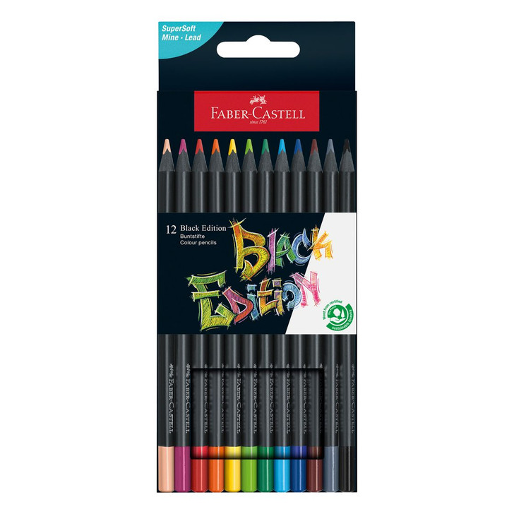 Faber-Castell Black Edition Color Pencils 12/Pkg