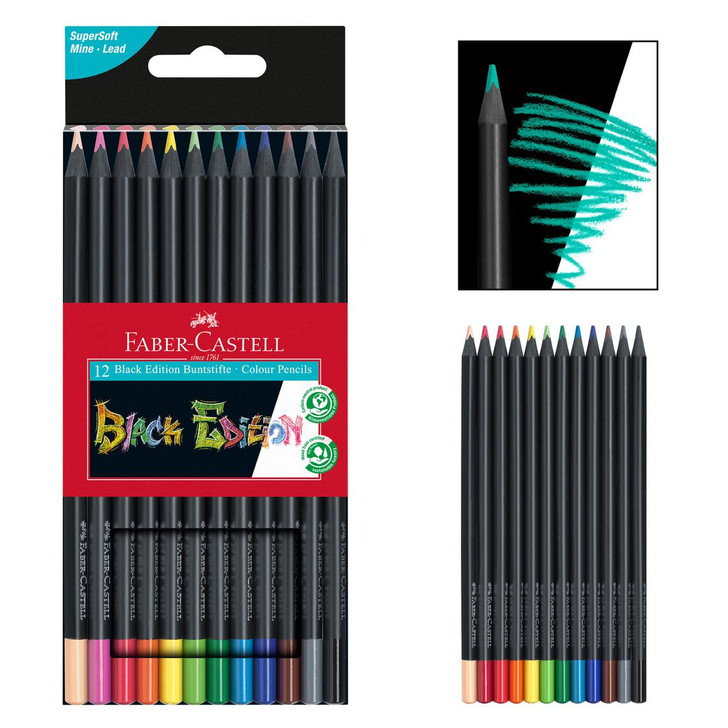 Faber-Castell Black Edition Color Pencils 12/Pkg