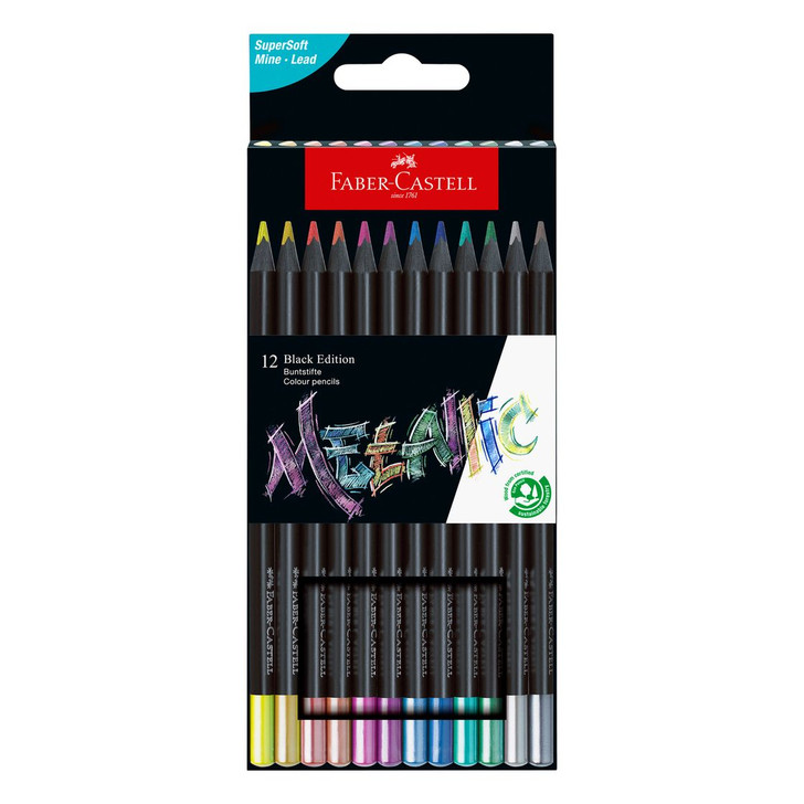Faber-Castell Black Edition Metallic Color Pencils 12/Pkg