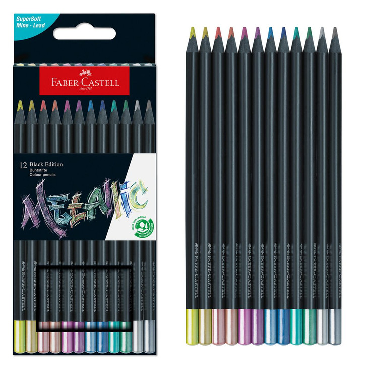 Faber-Castell Black Edition Metallic Color Pencils 12/Pkg