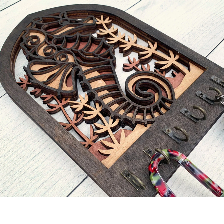 Seahorse Key Holder Wall Plaque – Coastal Beach Wall Decor With Key Hooks