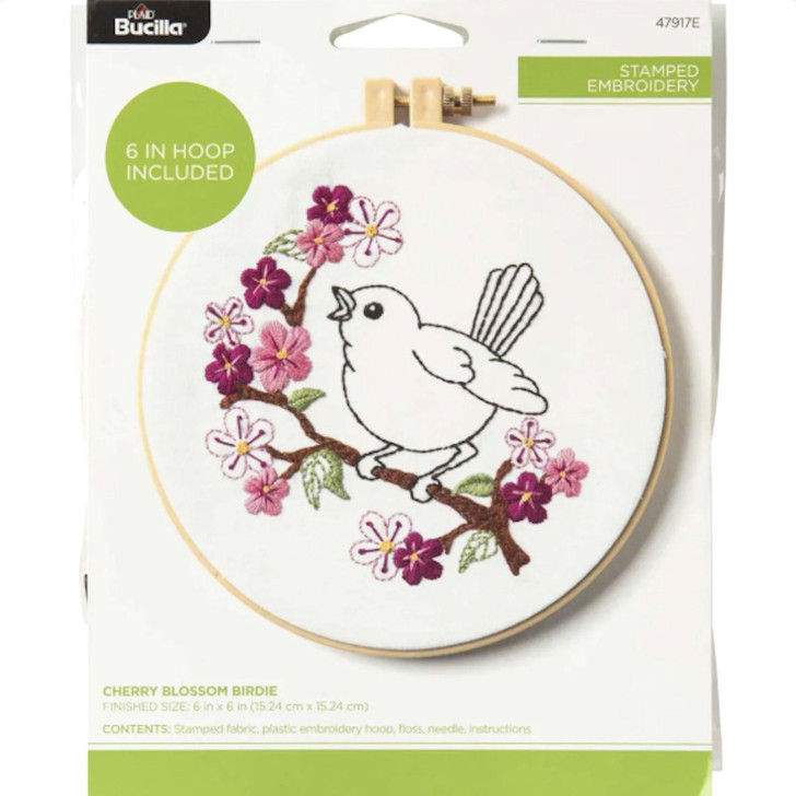 Bucilla Cherry Blossom Birdie Stamped Embroidery Kit