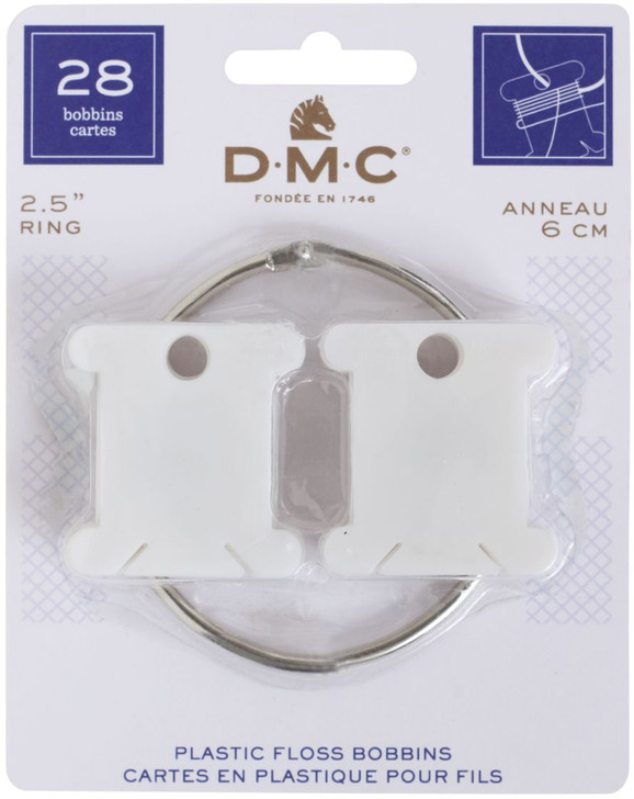 DMC Plastic Floss Bobbins with Ring 28/Pkg