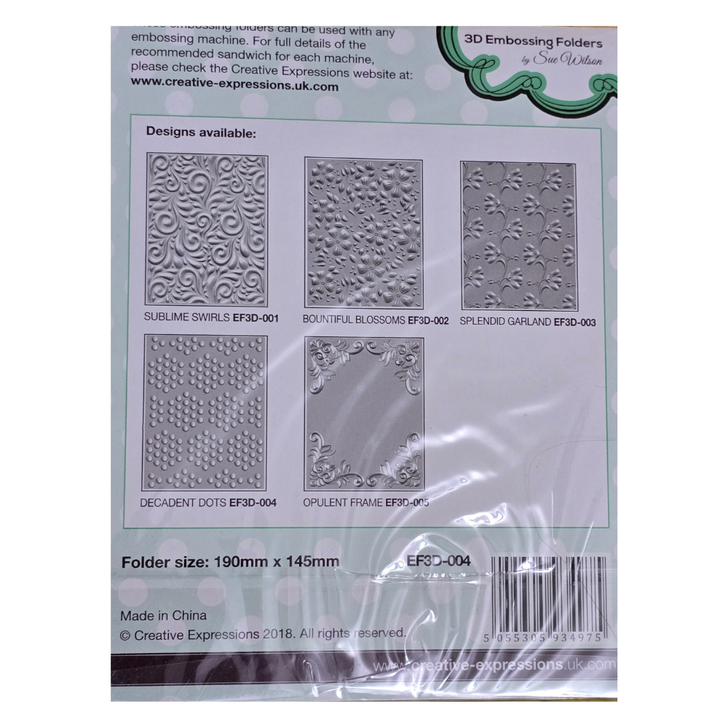Creative Expressions Decadent Dots 3D Embossing Folder