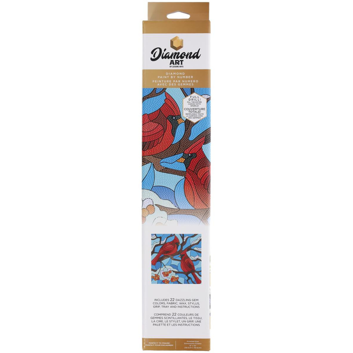 Stained Glass Cardinals Leisure Arts Diamond Art Kit