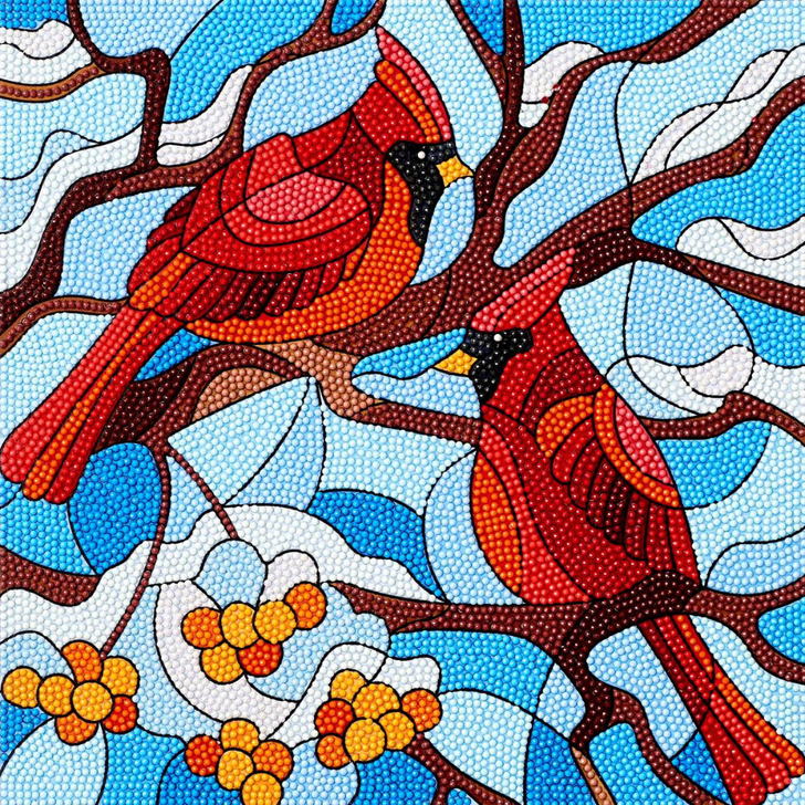 Stained Glass Cardinals Leisure Arts Diamond Art Kit