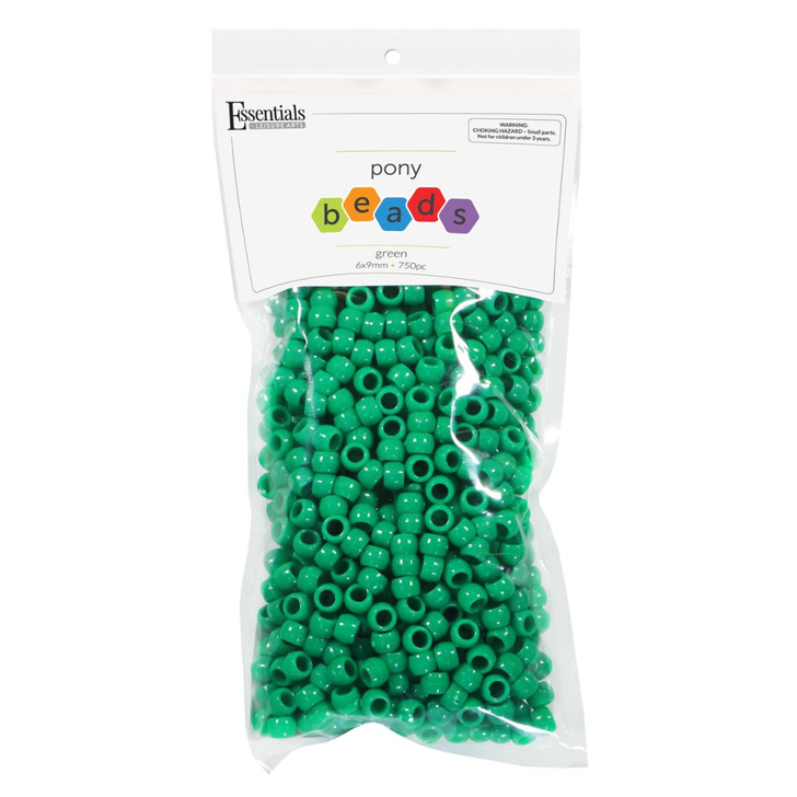 Essentials Pony Beads 6mm x 9mm Green 750pc