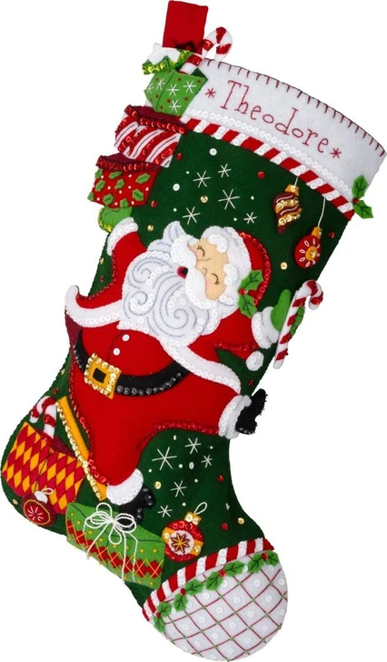 Bucilla Santa's Festive Frolic Felt Applique Stocking Kit