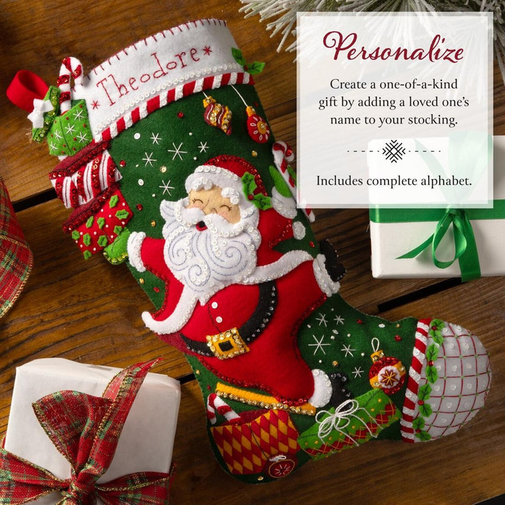 Bucilla Santa's Festive Frolic Felt Applique Stocking Kit