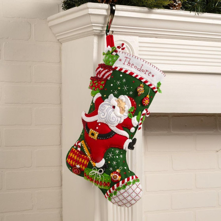 Bucilla Santa's Festive Frolic Felt Applique Stocking Kit