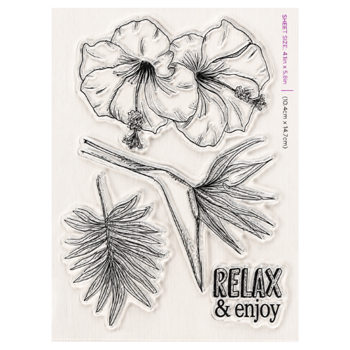 Crafter's Companion Tropical Floral Acrylic Stamp Set